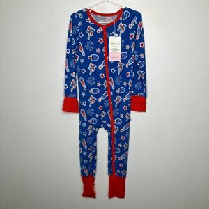NWT LAREE + CO Bamboo Patriotic Snap Convertible Footie Fourth of July 3T